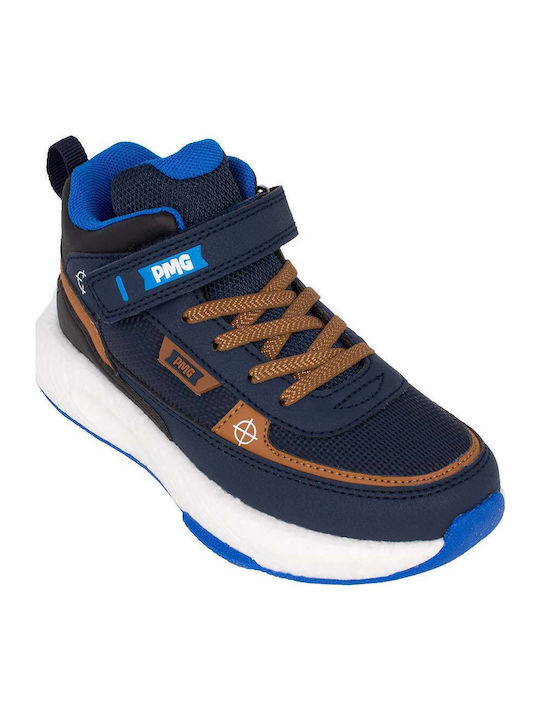 Παιδικά Sneakers High Ανατομικά με Σκρατς Navy Μπλε
