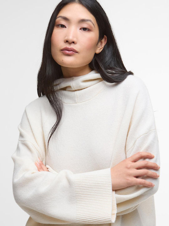 Evette Damen Langärmlige Bluse mit Kapuze Weiß