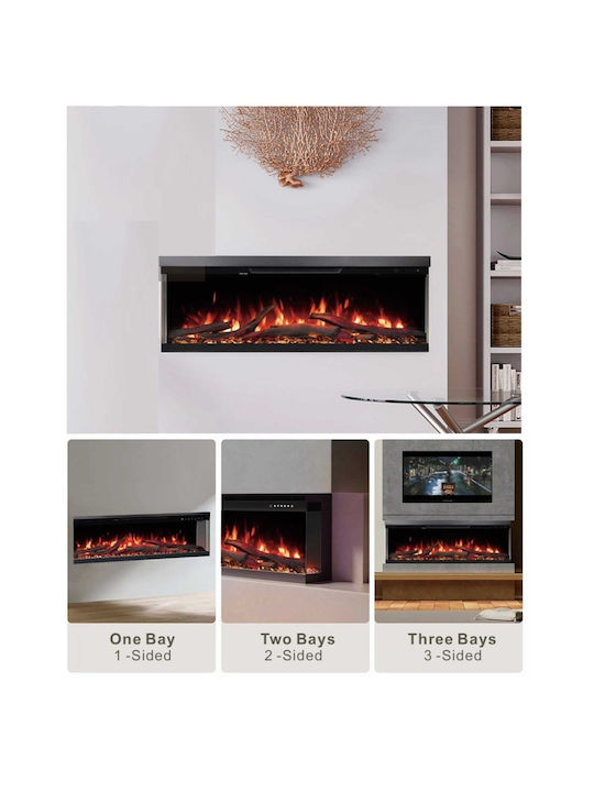Electric Fireplace Three-Sided Smart Notting Berlin 50 Wall Mounted Insert LED 1800w Hitense