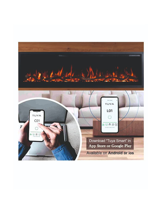 Electric Fireplace Smart Notting Hill 50 Wall Mounted Insert LED 1800w Hitense