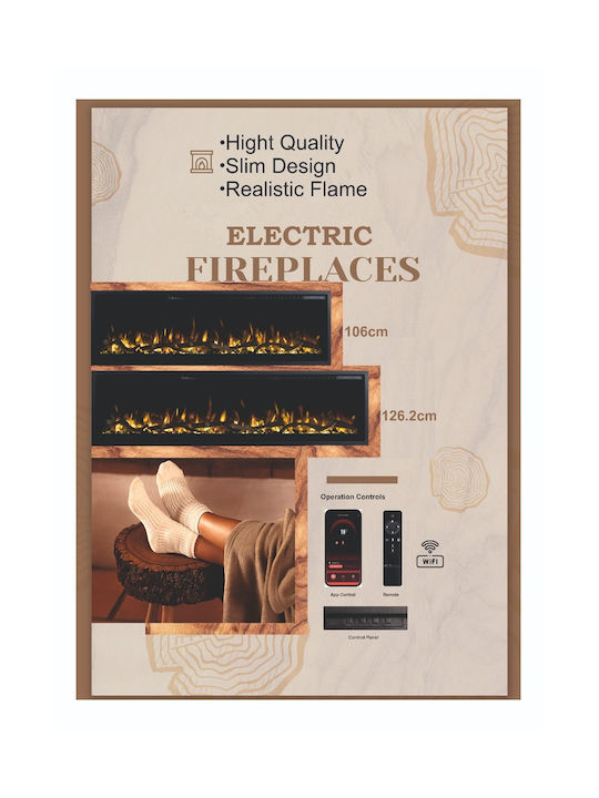 Electric Fireplace Smart Notting Hill 50 Wall Mounted Insert LED 1800w Hitense