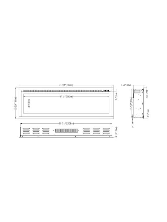 Electric Fireplace Smart Notting Hill 42 Wall Mounted Insert LED 1800w Hitense