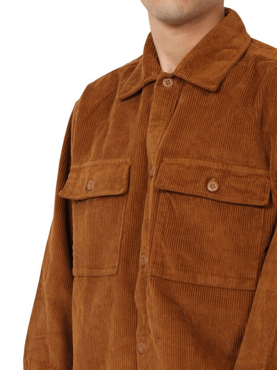 Long Sleeve Corduroy Overshirt Tan