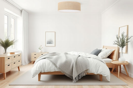 Light Home Πλαφονιέρα Οροφής Μπεζ με Ντουί E27