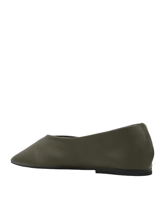 Synthetic Leather Ballerinas Green