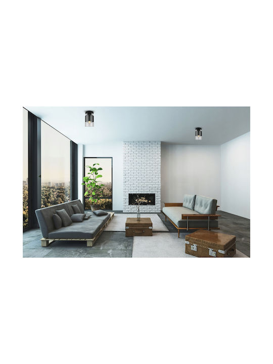 Light Home Πλαφονιέρα Οροφής Μαύρη με Ντουί E27