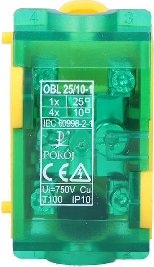 Insulating Branch Connector Yellow-green Obl 25/10-1