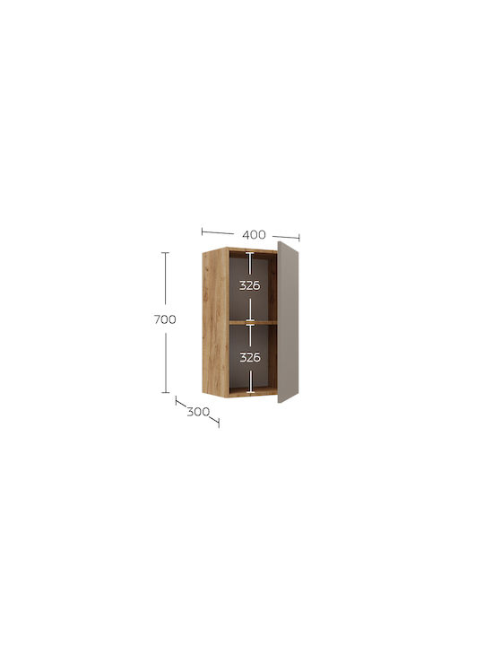 Wall Shelf Callisto Gold Oak-Grez 40x30x70cm