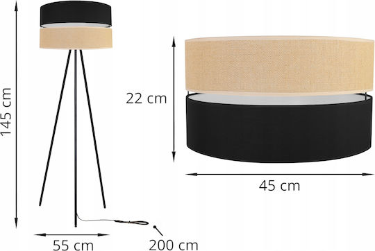 Light Home Lampa de podea Î145cm. cu Soclu pentru Bec E27 Negru
