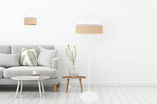 Light Home Stehleuchte H152xB40cm. mit Fassung für Lampe E27 Weiß