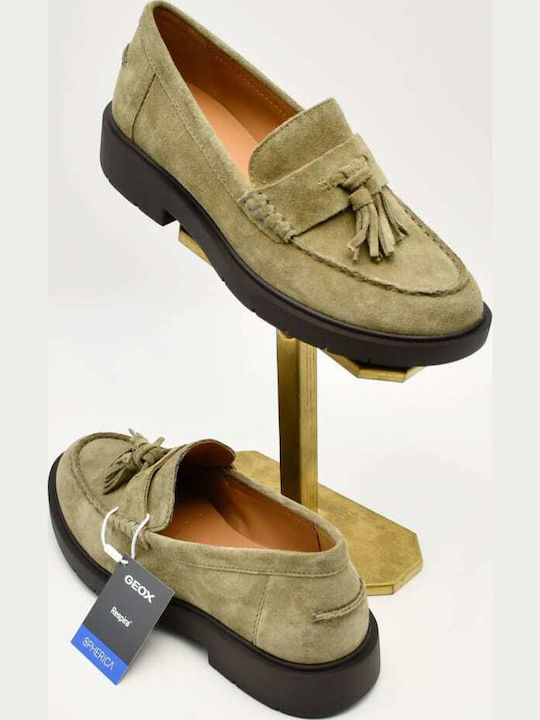 D Spherica Ec1 Leather Women's Loafers in Green Color