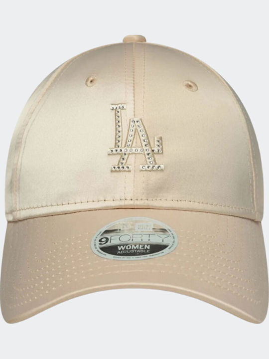 New Era La Dodgers Mlb Satin Rhinestone Cream 9forty Adjustable Cap Дамска Шапка Бежова