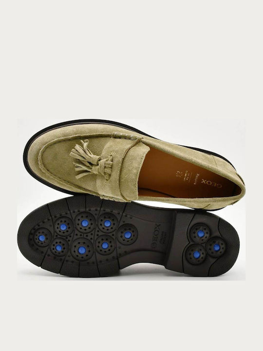 D Spherica Ec1 Leather Women's Loafers in Green Color