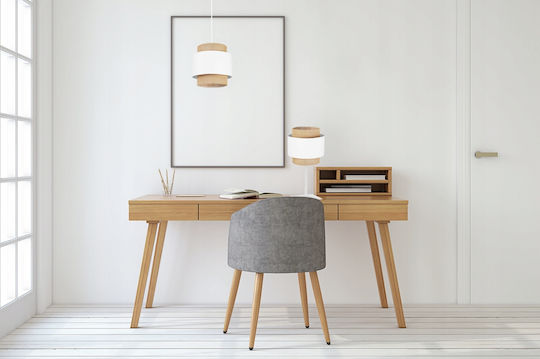 Light Home Metal Lampă de masă pentru Soclu E27 cu Abajur Alb și Bază
