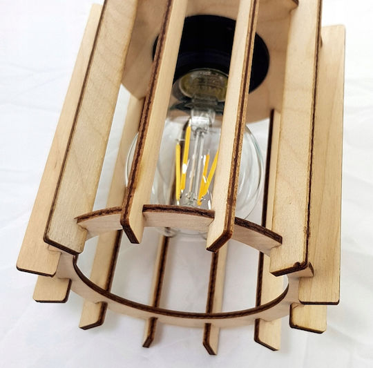 Light Home Holz Tischlampe für Fassung E27 mit Schwarz Schirm und Basis