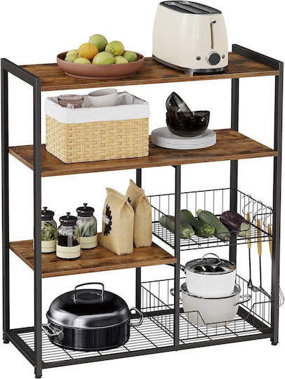 Wooden Kitchen Rack 6 Tiers Brown 80x35x95cm