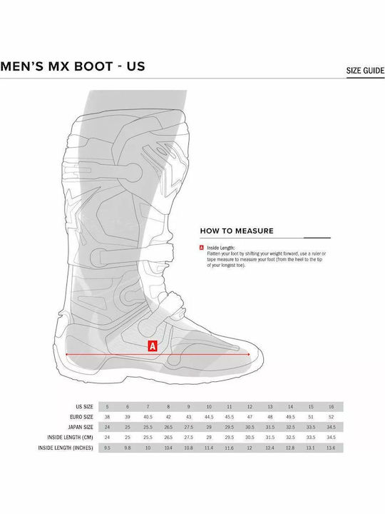 Alpinestars Tech 7 Ανδρικές Μπότες Motocross Δερμάτινες Κόκκινες