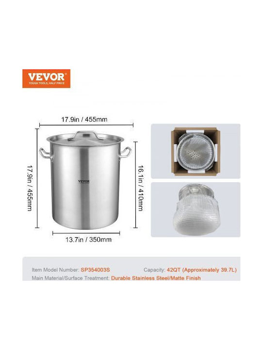 Vevor Stainless Steel Marmite Pot 39.7lt / 42cm