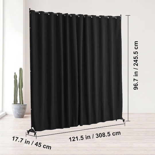Vevor Portable Room Divider Wheels Black Privacy Screen Blpf96120incyupd6v0