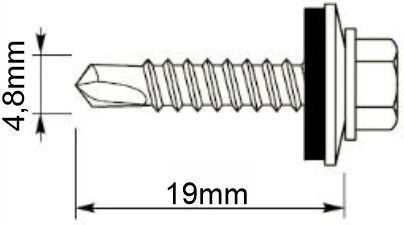 Self-Tapping Screws GT3 Z14 4.8x19mm RAL 8004