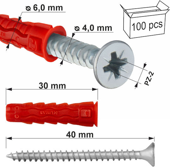 Universal Dübel Konischer Schraube Sfxp-06030040