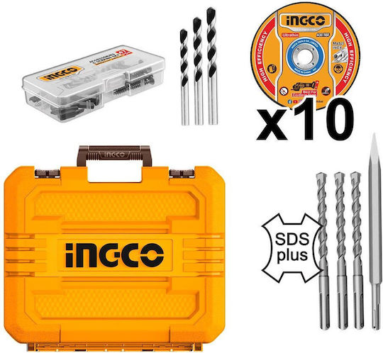 Ingco COSLI241198E Set Roată unghiulară & Mașină de găurit cu impact & Ciocanul Brushless 20V cu 2 baterii 4Ah și husă