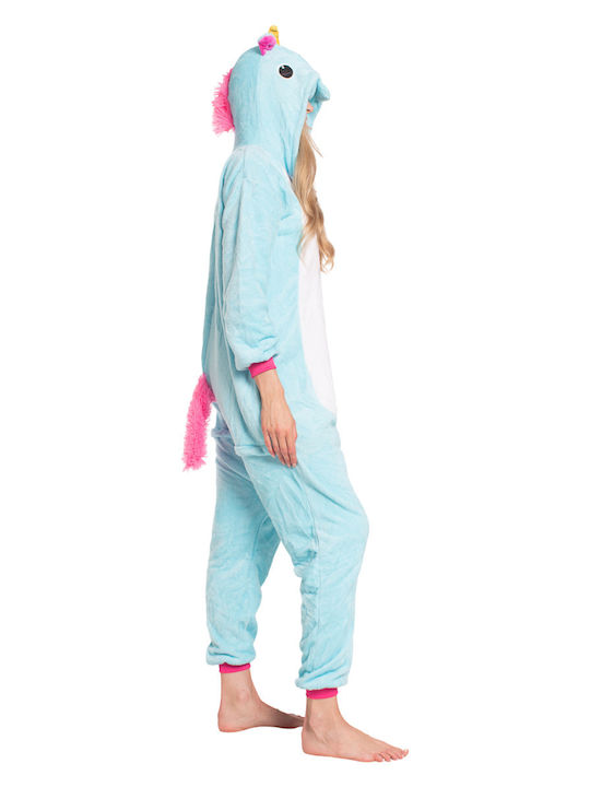 Winter Damen-Overall-Schlafanzug Blau