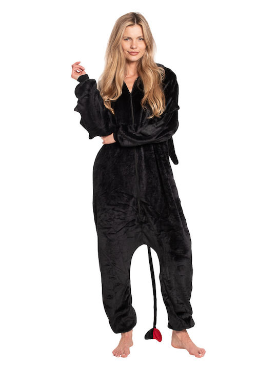 Pijama Onesie De Iarnă Pentru Femei Neagră