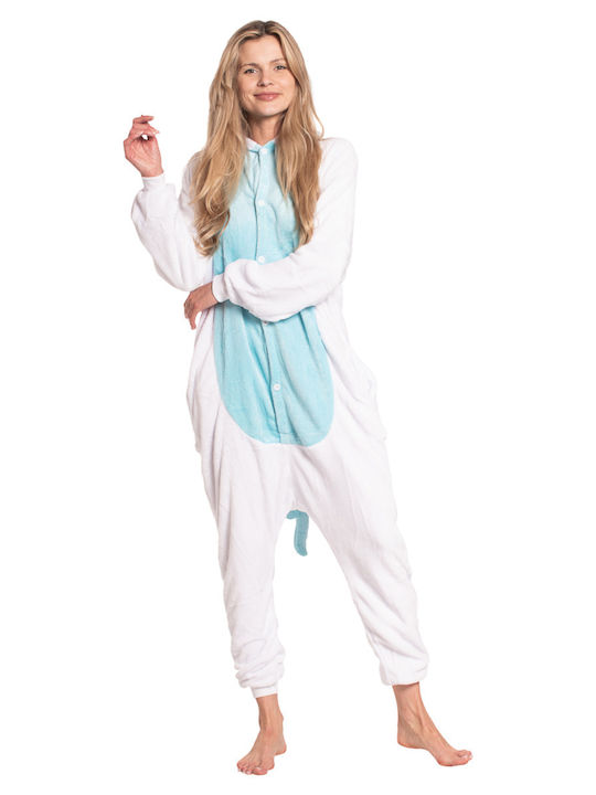 Winter Damen-Overall Schlafanzug Blau