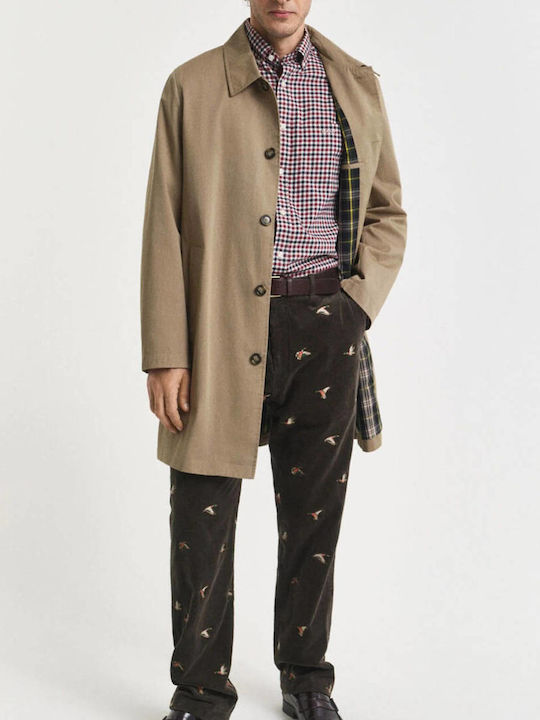 Long-sleeved Cotton Shirt Checked Dark Red