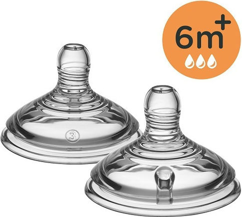 Tommee Tippee Closer To Nature Silicone Fast Flow Bottle Teats for 6+ Months 2 Pieces