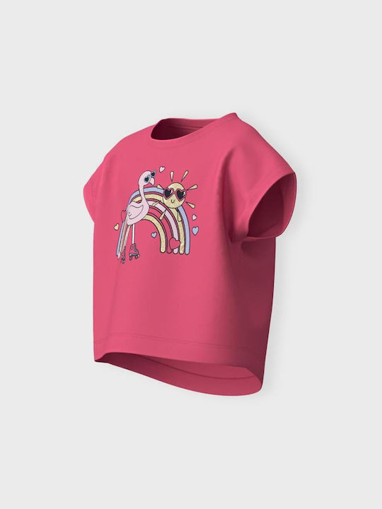 Kids' Crop Top Short Sleeve Camelia Rose Flamingo