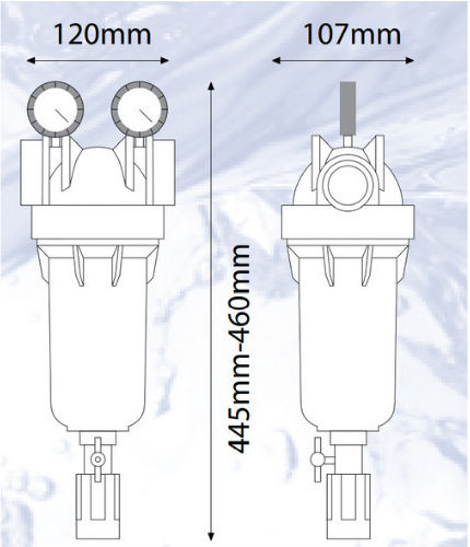 Atlas Filtri Hydra Μ RAH Wasserfiltrationssystem Zentrale Versorgung Durchmesser 1'' mit Ersatzfilter