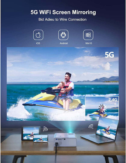 Wimius W7 Projector DLP Full HD Λάμπας LED με Wi-Fi και Ενσωματωμένα Ηχεία