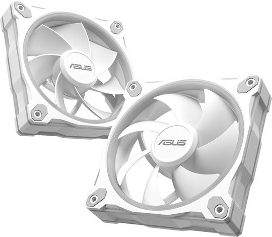 Asus Prime MR120 Reverse Blade Case Fan 1600rpm with ARGB Lighting and 4-Pin PWM Connection 3pcs White