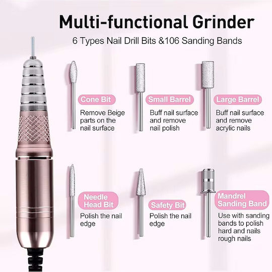 SML M21 Nail Drill Power 68W Black with Pedal with 50000 Rotations per Minute