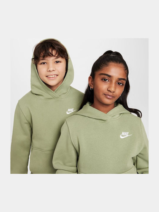 Fleece Kids Sweatshirt with Hood and Pockets Oil Green Sportswear Club