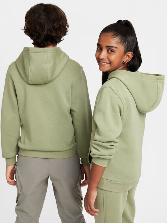 Fleece Kids Sweatshirt with Hood and Pockets Oil Green Sportswear Club