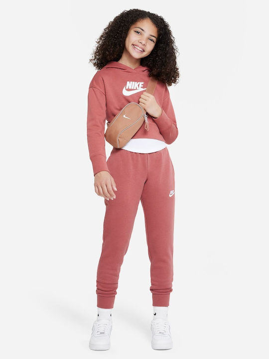 Παιδικό Φούτερ Cropped με Κουκούλα Μπορντό SPORTSWEAR CLUB