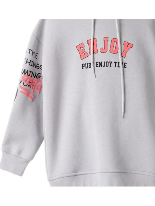 Kids Sweatshirt with Hood and Pockets Grey melange