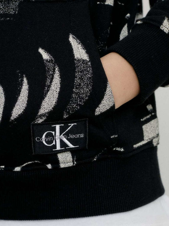 Hanorac Copii cu Glugă și Buzunare Negru Monogram