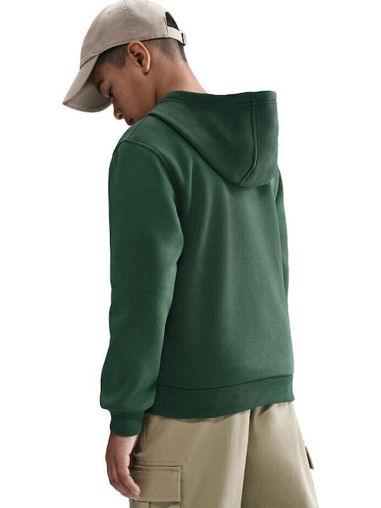 Fleece Kids Sweatshirt with Hood and Pockets Green Sportswear Club