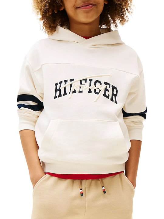 Kids Sweatshirt with Hood and Pockets White