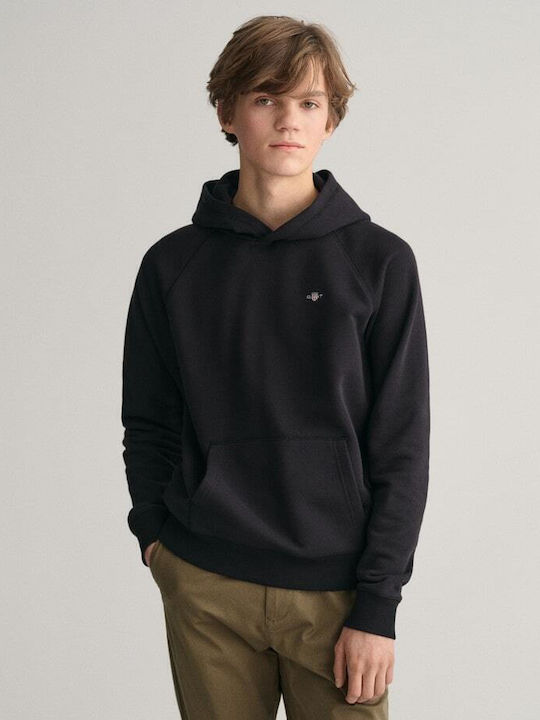 Kids Sweatshirt with Hood and Pockets Black Shield