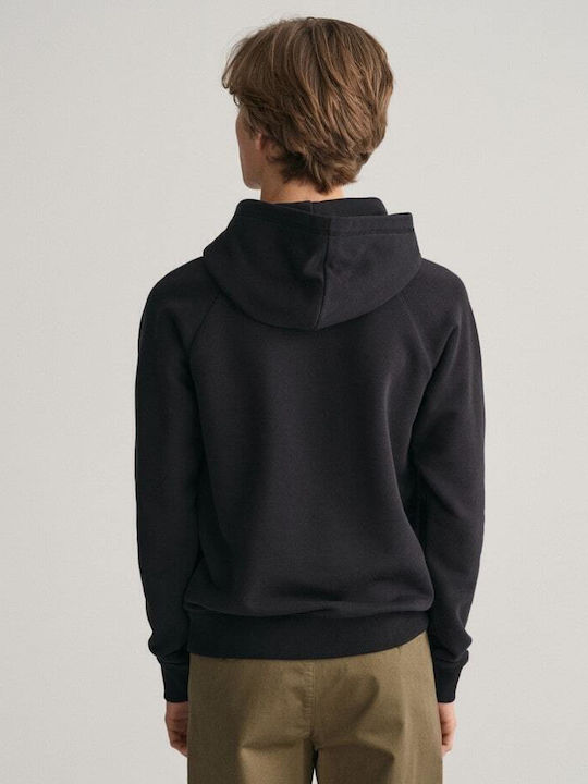 Kids Sweatshirt with Hood and Pockets Black Shield