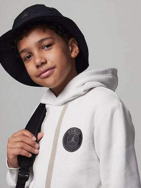 Fleece Kids Sweatshirt with Hood and Pockets White