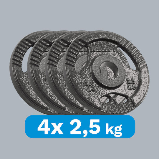 Rebel Scheibenset Olympischen Typs Metall 4 x 2.5kg Φ50mm mit Griffen