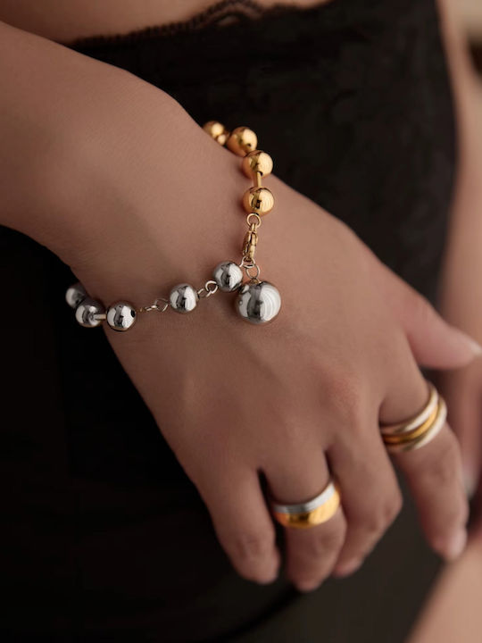 Enotia Damen Armband aus Stahl Vergoldet mit Perlen