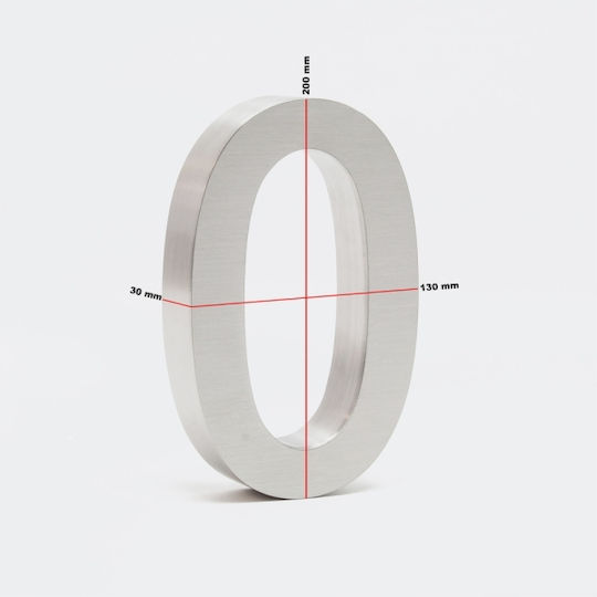 Wiltoc Πινακίδα με Αριθμό 0 σε Ασημί Χρώμα 20cm 60867