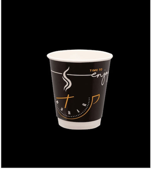 Tefaco Einwegbecher Papier Schwarz 250ml 25Stück
